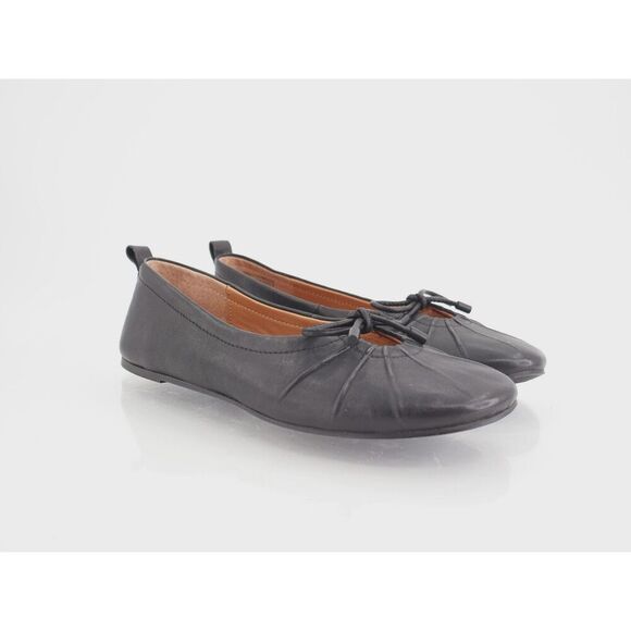 Gentle Souls Marilyn Ballet Flats Womens 7 Black Leather Slip on Bow Shoes - Picture 1 of 11